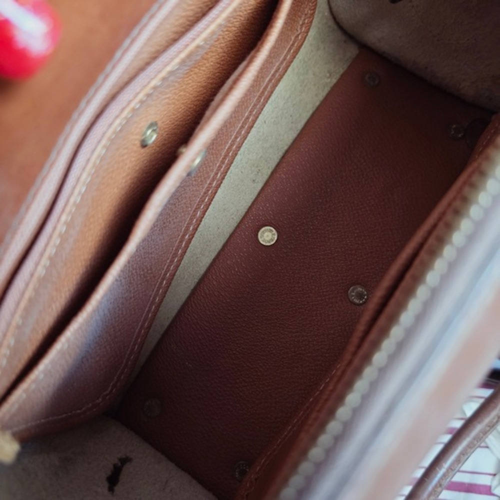 Dooney &‎ Bourke All Weather Leather Barrel Boston Bag Cream Brown Made in USA - Picture 15 of 16
